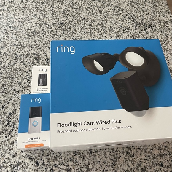 Ring doorbell back up battery and wired floodlight.